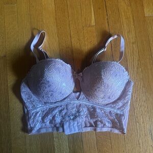 Black Fuchsia by Secret Lace Baby Pink Longline Bra, Size 34B